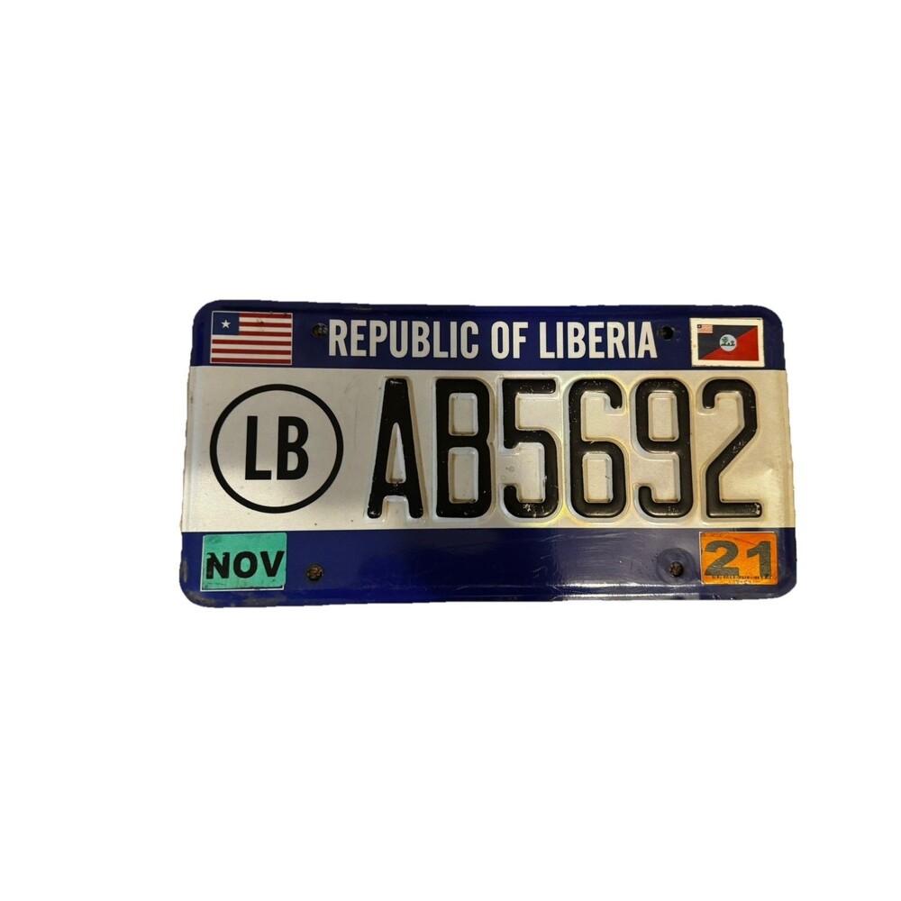Authentic Republic of Liberia License Plate – AB592 – 2021 – West Africa
